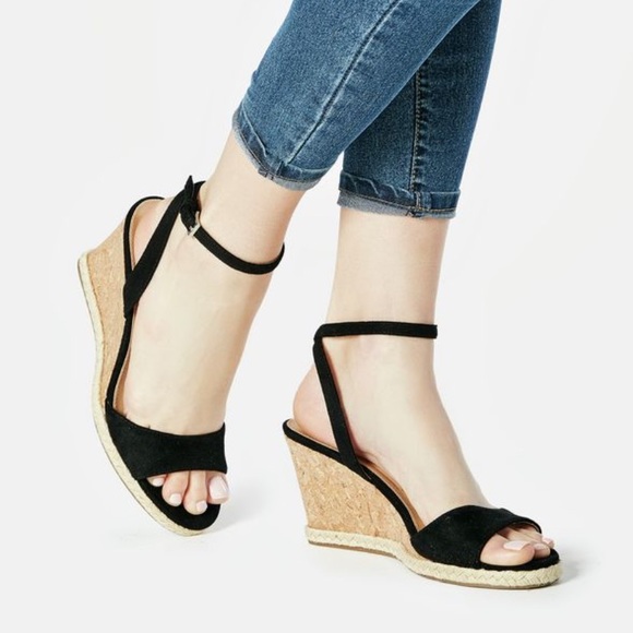 JustFab Shoes - JustFab Open Toe Cork Wedges, 8.5